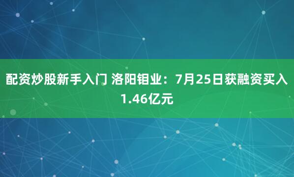 配资炒股新手入门 洛阳钼业：7月25日获融资买入1.46亿元